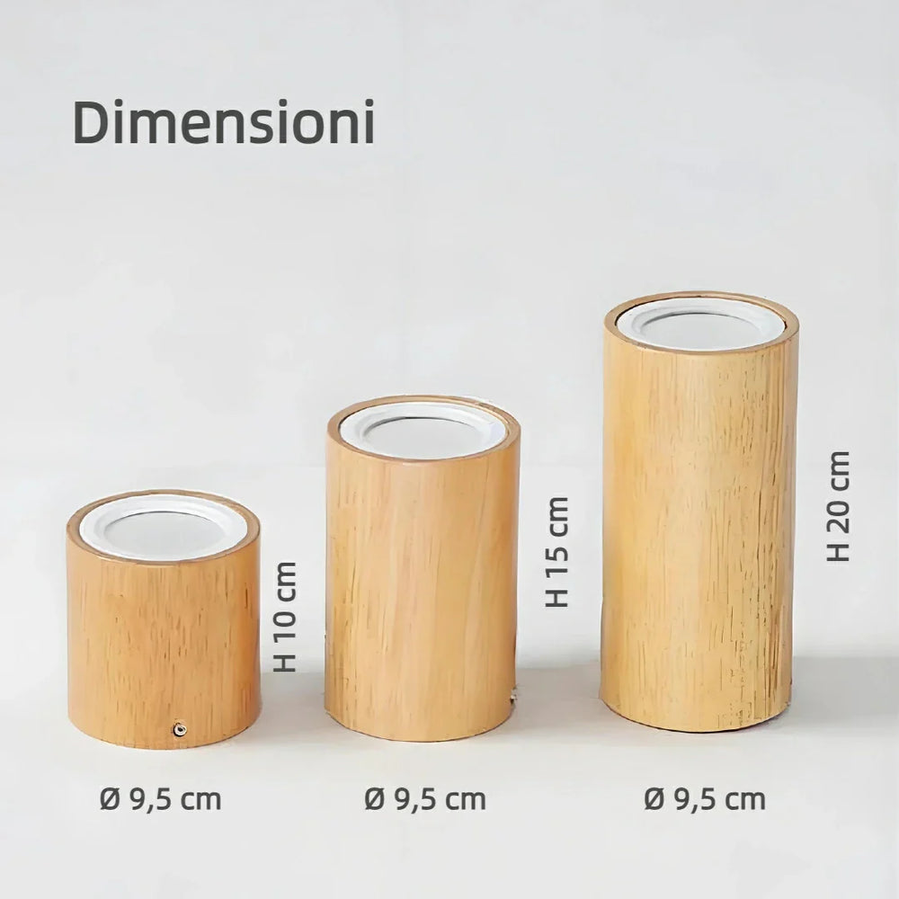 Faretto cilindrico a soffitto LED dimmerabile in legno stile nordico per corridoio