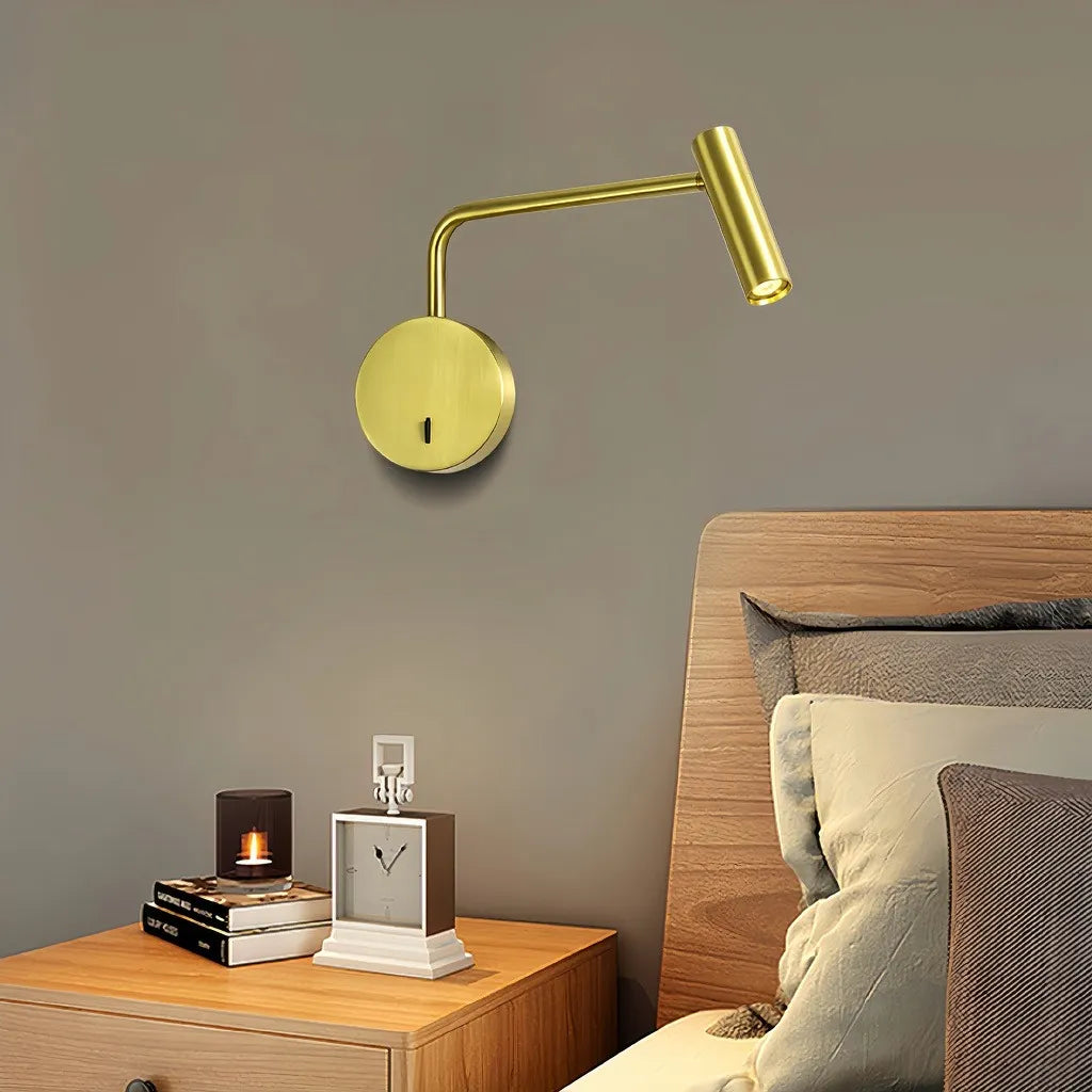Applique da parete con braccio orientabile moderna per camera da letto con interruttore integrato
