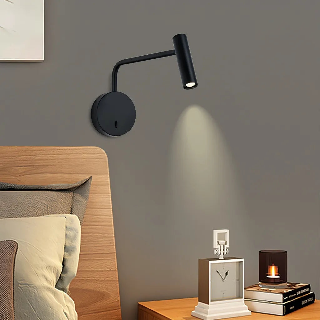Applique da parete con braccio orientabile moderna per camera da letto con interruttore integrato