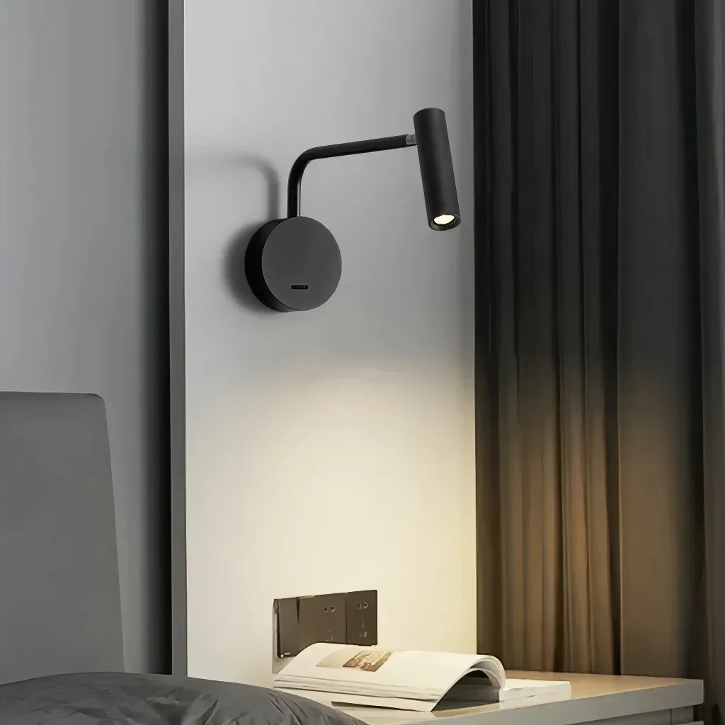 Applique da parete con braccio orientabile moderna per camera da letto con interruttore integrato