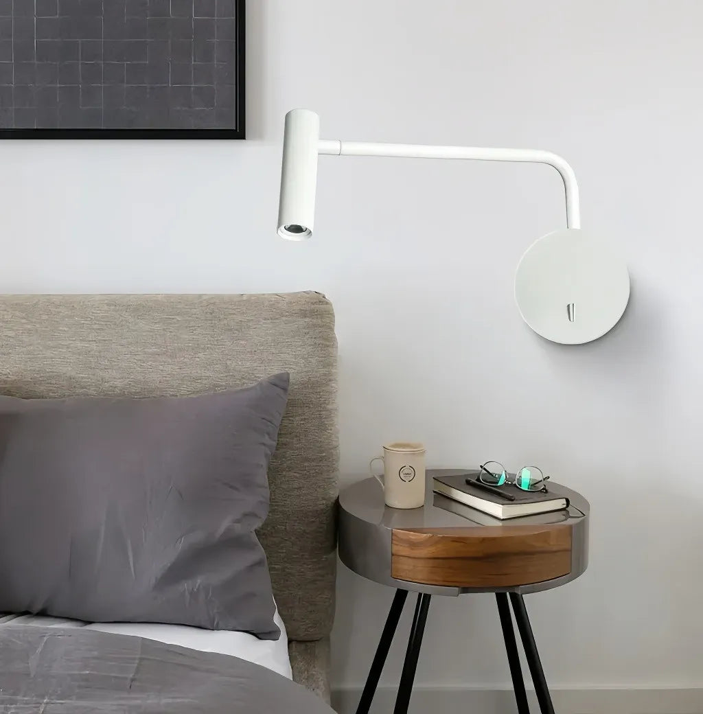 Applique da parete con braccio orientabile moderna per camera da letto con interruttore integrato