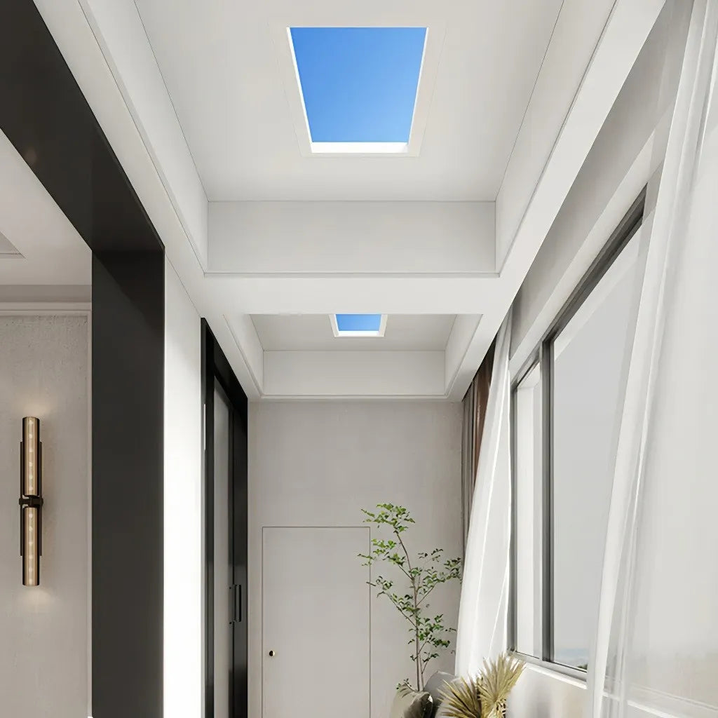 Lucernario artificiale minimal a incasso per soffitto con LED effetto cielo dimmerabile