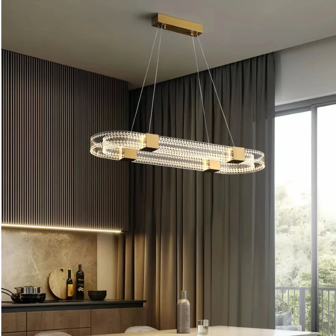 Lampada a sospensione ovale moderna LED dimmerabile per sala da pranzo