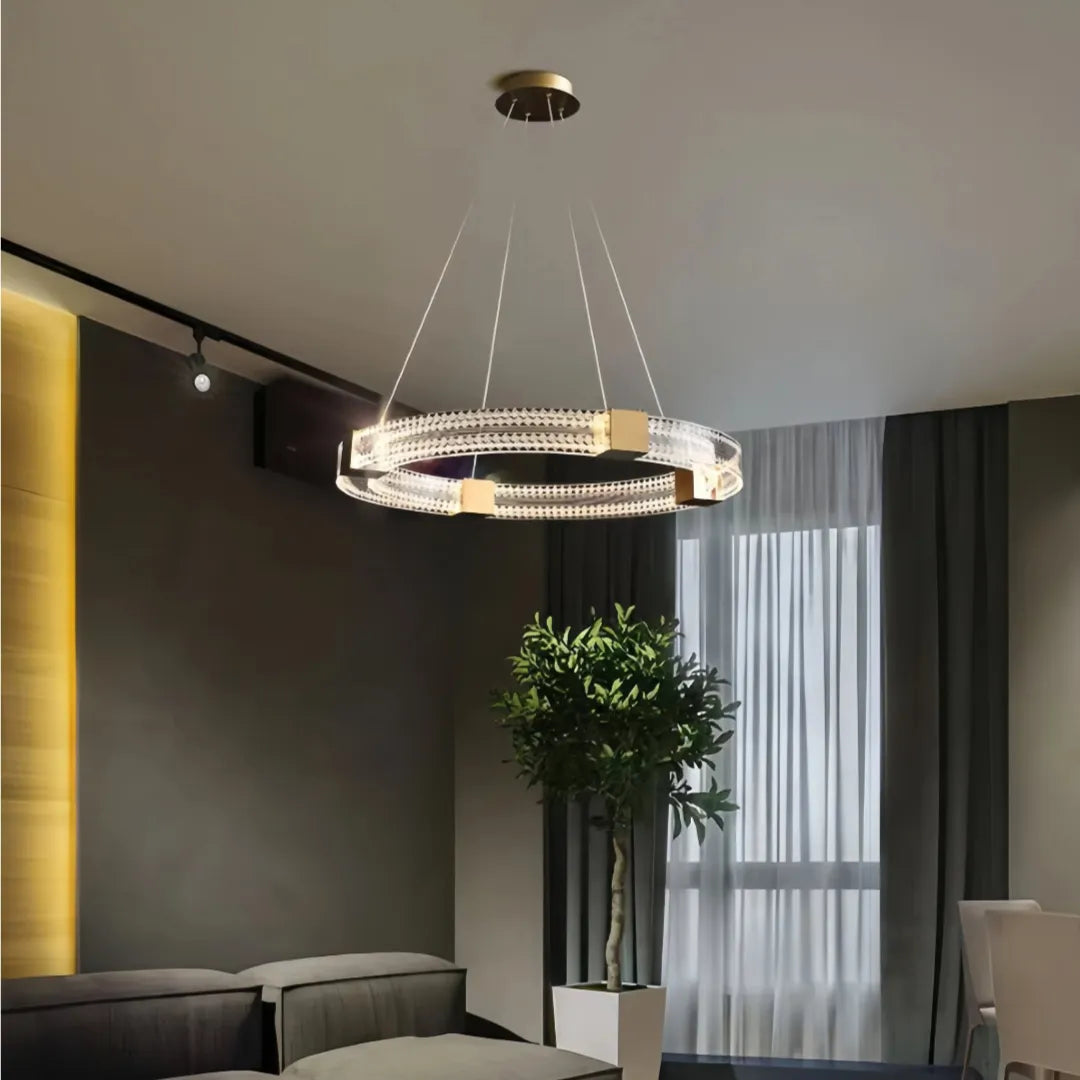 Lampadario LED ad anelli moderno dimmerabile per soggiorno