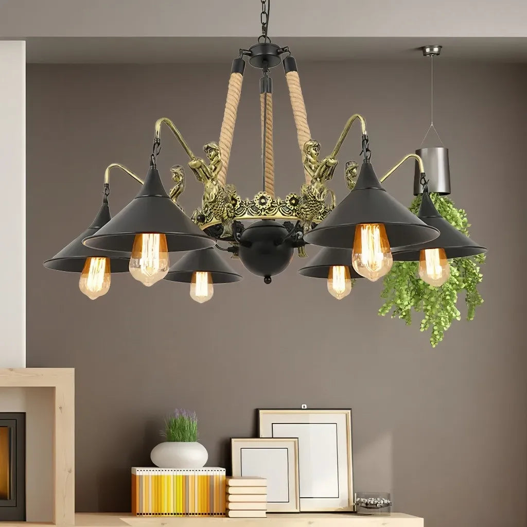 Lampadario a bracci stile industriale vintage dimmerabile per soggiorno
