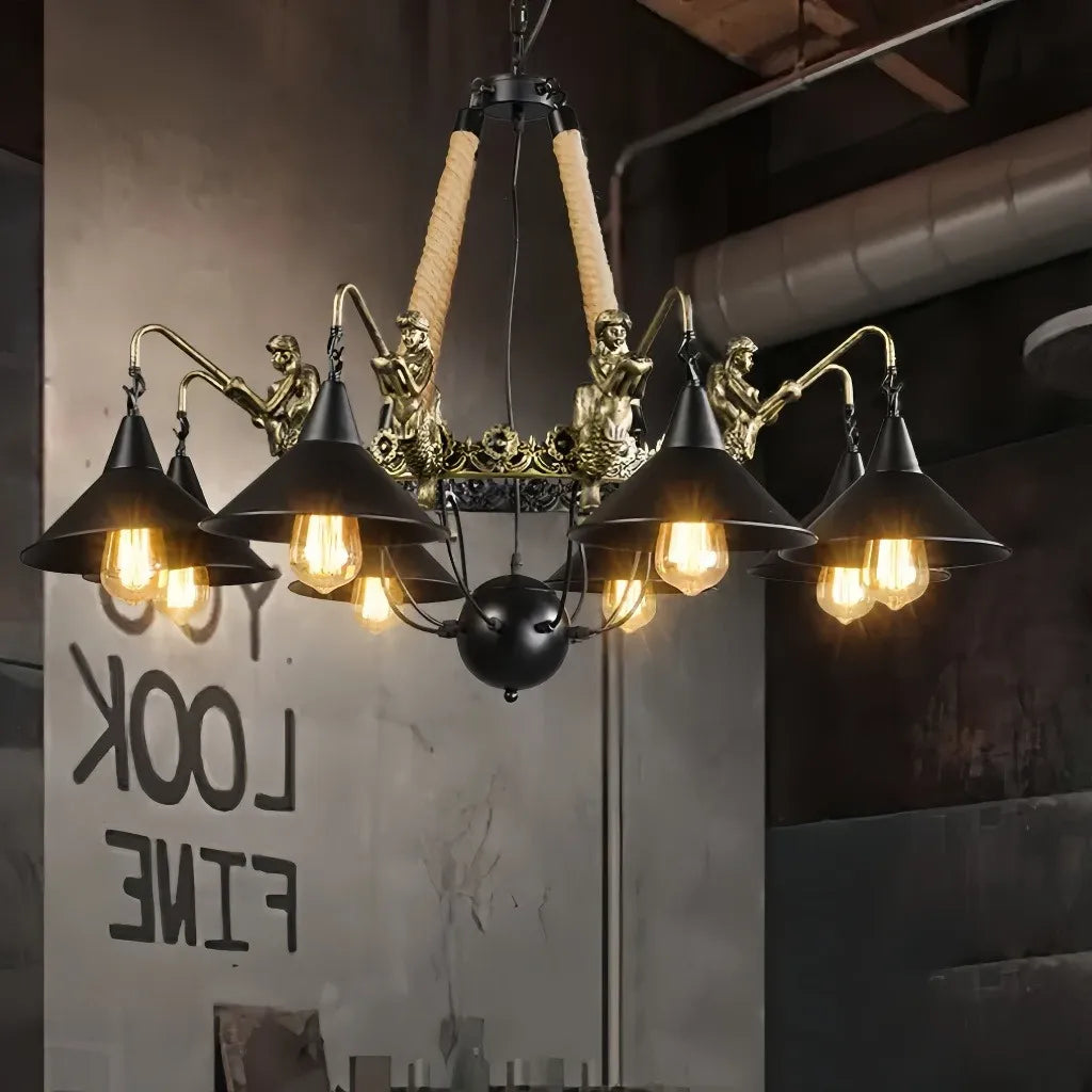 Lampadario a bracci stile industriale vintage dimmerabile per soggiorno