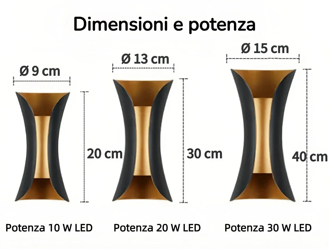 Applique da esterno Up Down a LED design moderno in metallo