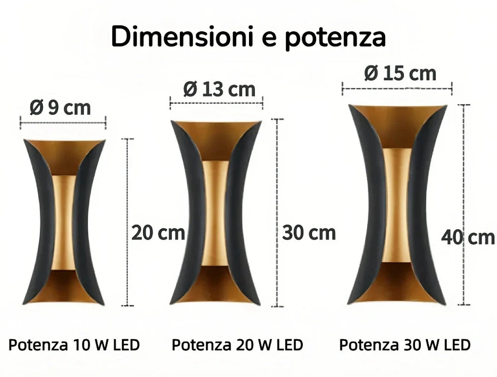 Applique da esterno Up Down a LED design moderno in metallo