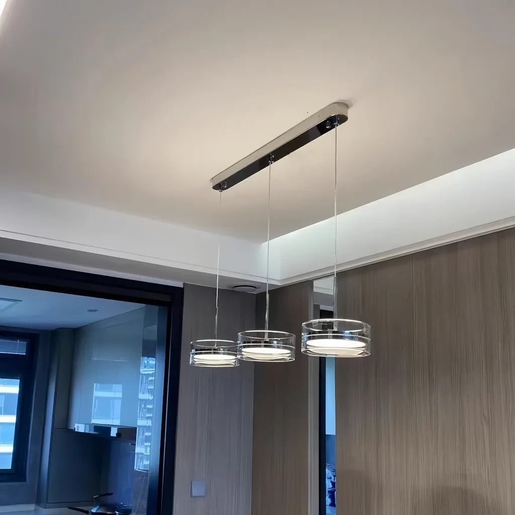 Lampadario a sospensione 3 luci tonde LED dimmerabile moderno per sala da pranzo