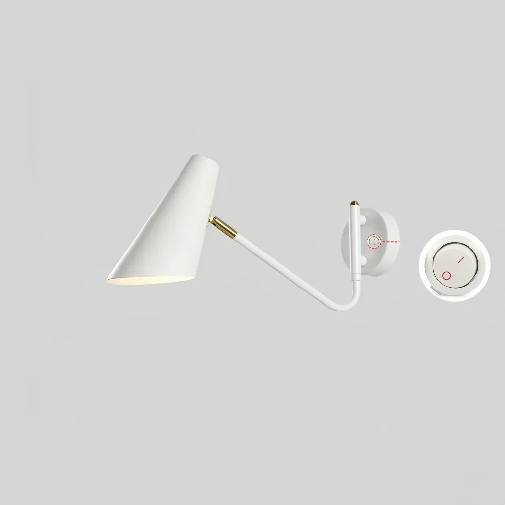 Applique con braccio orientabile in metallo stile moderno per camera da letto