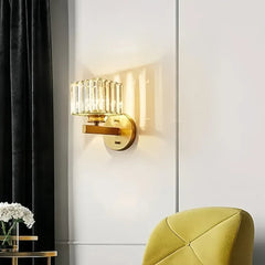 Applique da parete con cristalli dimmerabile dal design elegante per camera da letto