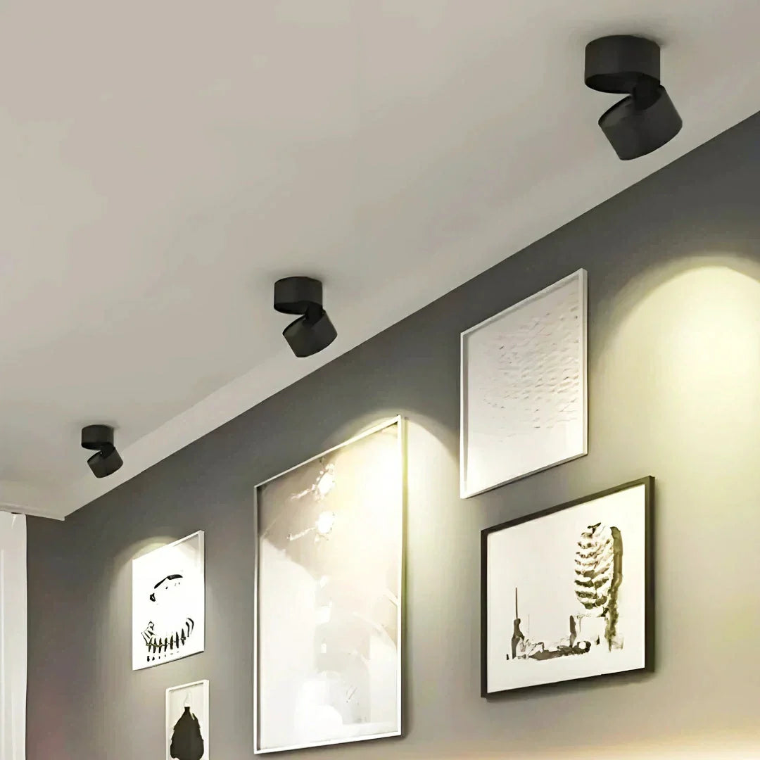 Faretto a soffitto orientabile a superficie LED moderno in metallo per quadri