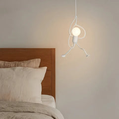 Lampada a sospensione moderna in ferro con figura umana stilizzata per camera da letto