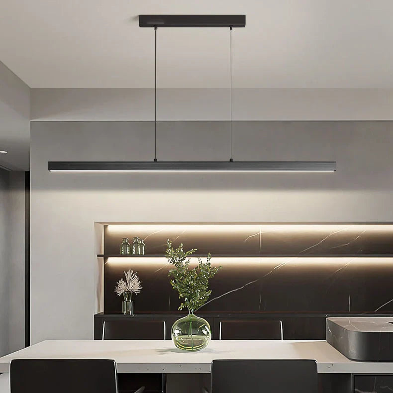 Lampadario a sospensione lineare con LED dimmerabile dal design moderno per sala pranzo