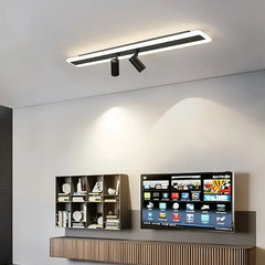 Plafoniera lineare con faretti LED orientabili dimmerabile dal design moderno per soggiorno