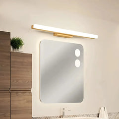 Applique specchio bagno LED lineare dimmerabile in legno in stile nordico
