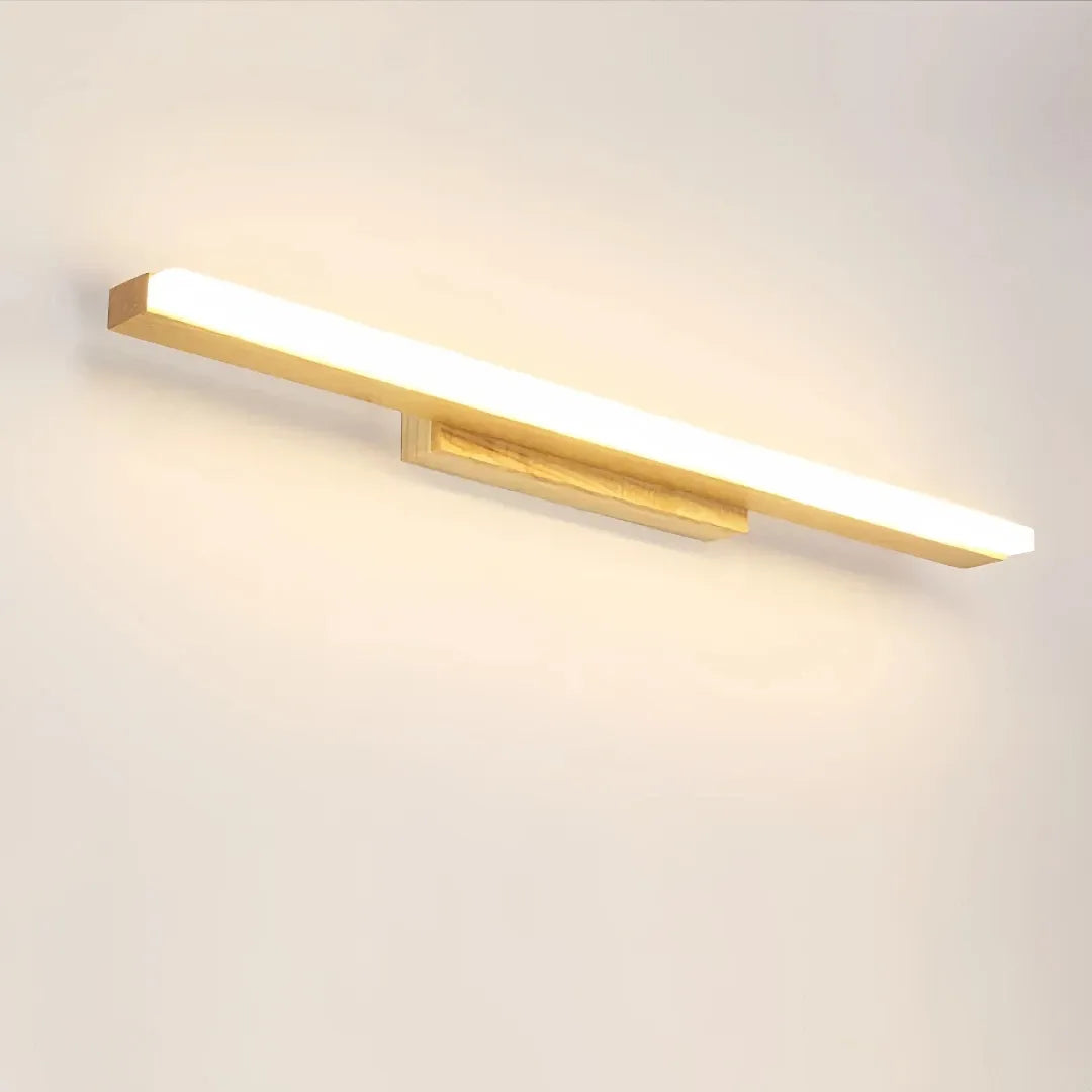 Applique specchio bagno LED lineare dimmerabile in legno in stile nordico