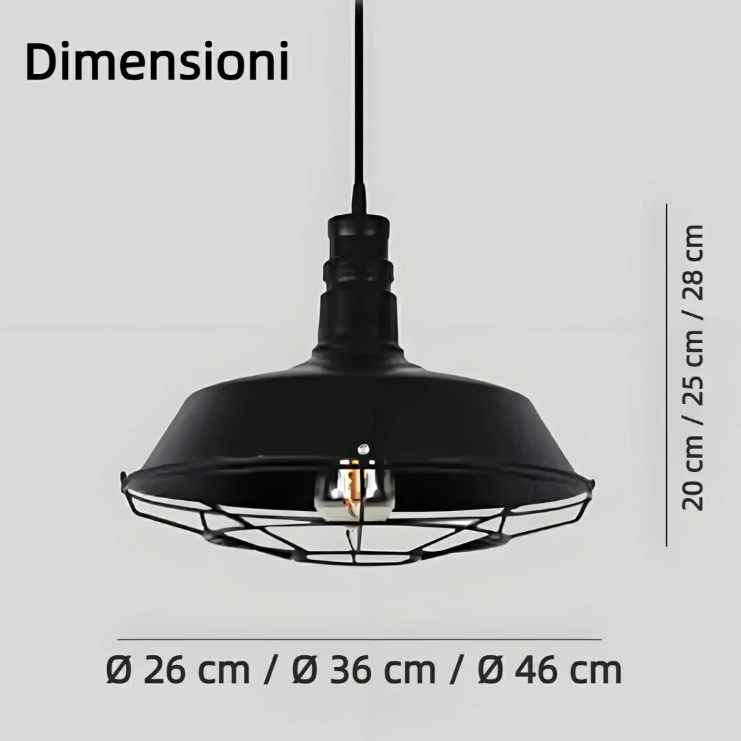 Lampadario a sospensione in metallo stile industriale a cupola per sala da pranzo