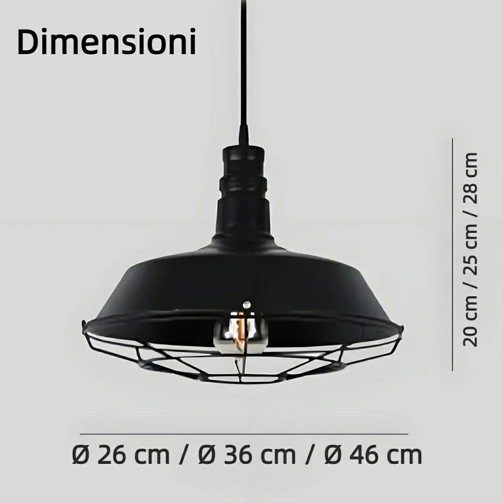 Lampadario a sospensione in metallo stile industriale a cupola per sala da pranzo