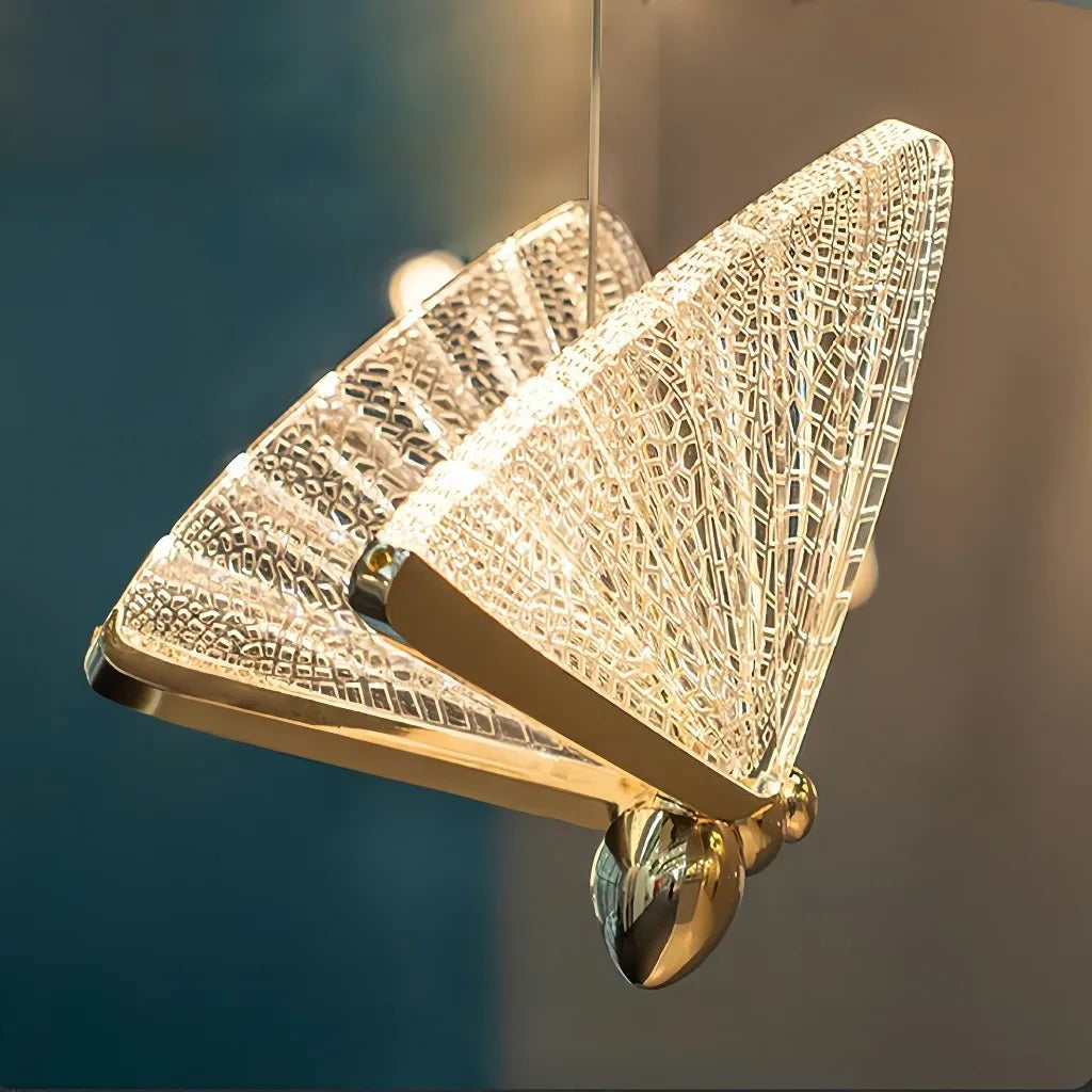 Lampada a sospensione LED dimmerabile design farfalla moderna per camera da letto