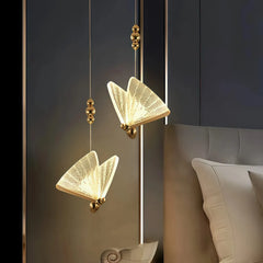 Lampada a sospensione LED dimmerabile design farfalla moderna per camera da letto