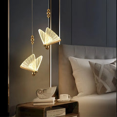 Lampada a sospensione LED dimmerabile design farfalla moderna per camera da letto