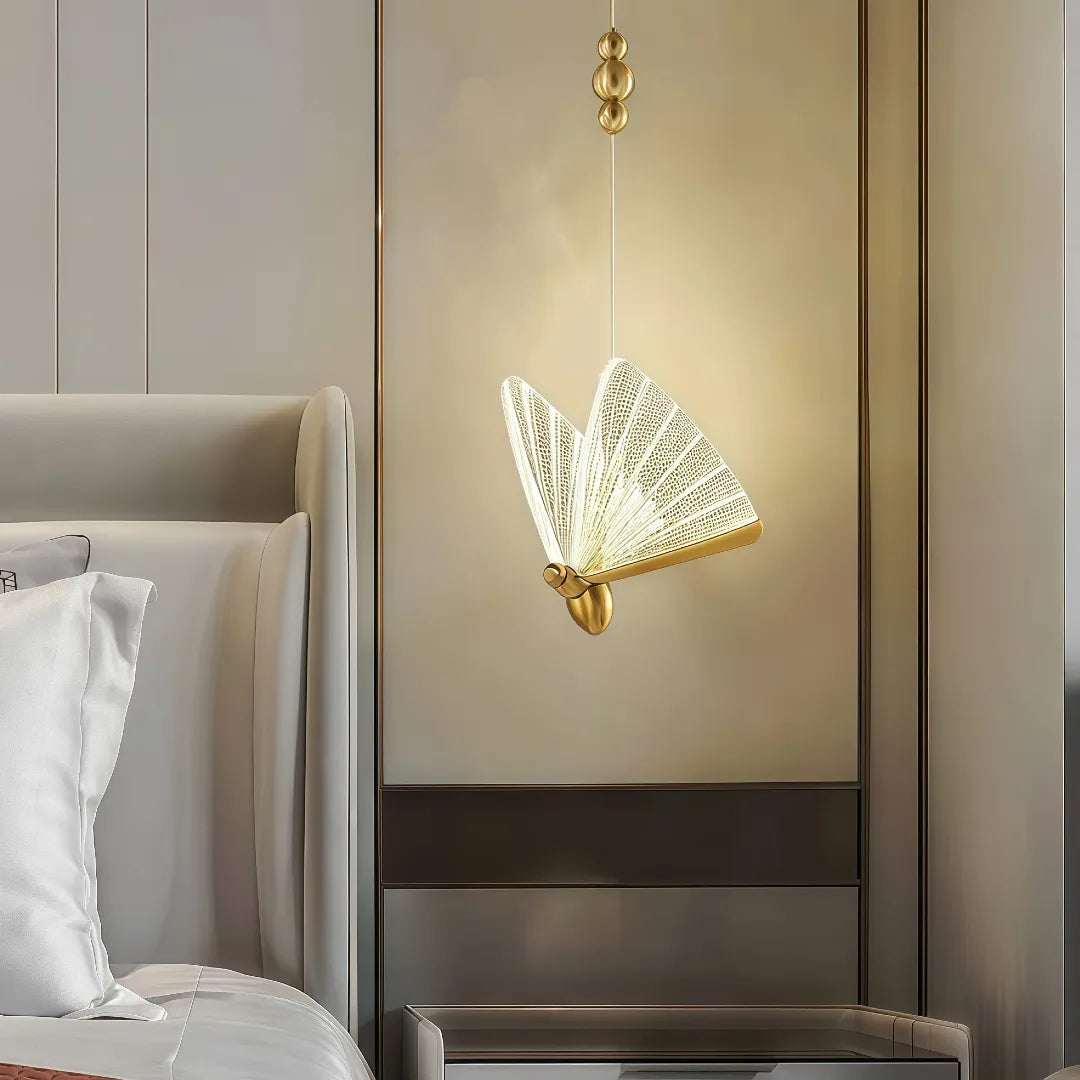 Lampada a sospensione LED dimmerabile design farfalla moderna per camera da letto
