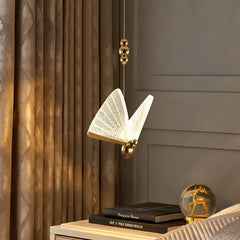 Lampada a sospensione LED dimmerabile design farfalla moderna per camera da letto