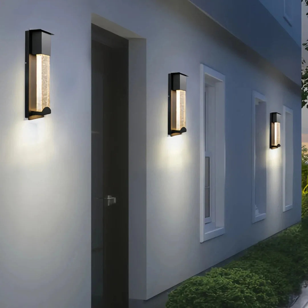Applique da esterno design in vetro a bolle LED con sensore di movimento rettangolare per ingresso