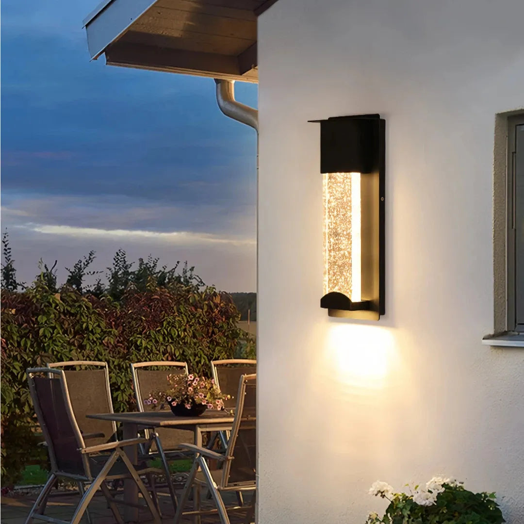 Applique da esterno design in vetro a bolle LED con sensore di movimento rettangolare per ingresso