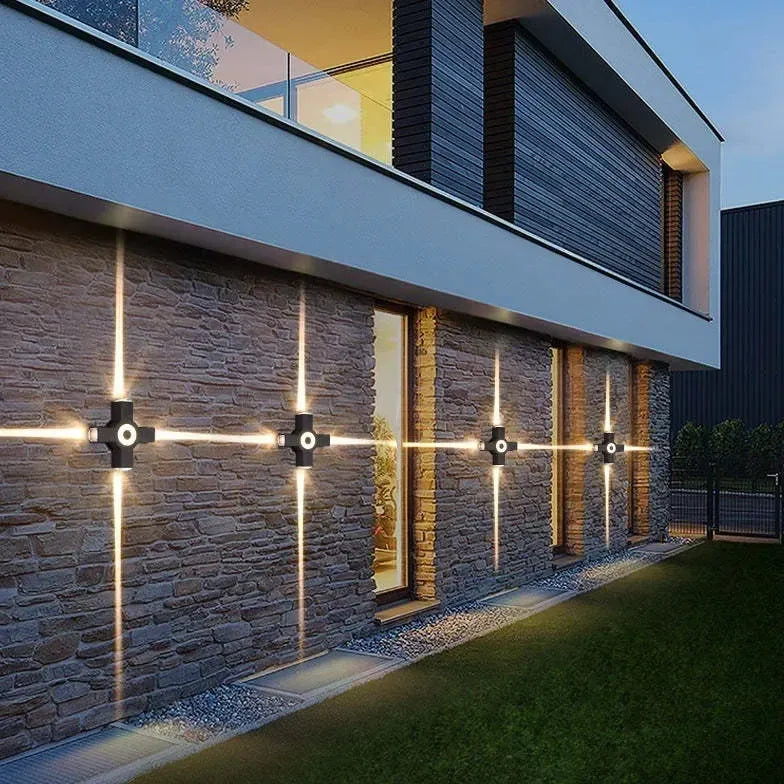 Applique LED da parete per esterno dal design moderno con fasci luminosi