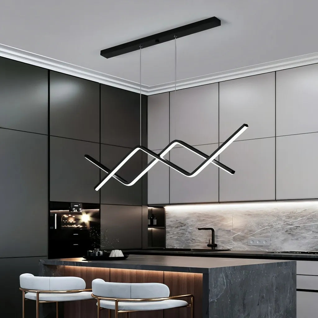 Lampada a sospensione minimalista a zigzag con LED dimmerabile per sala pranzo