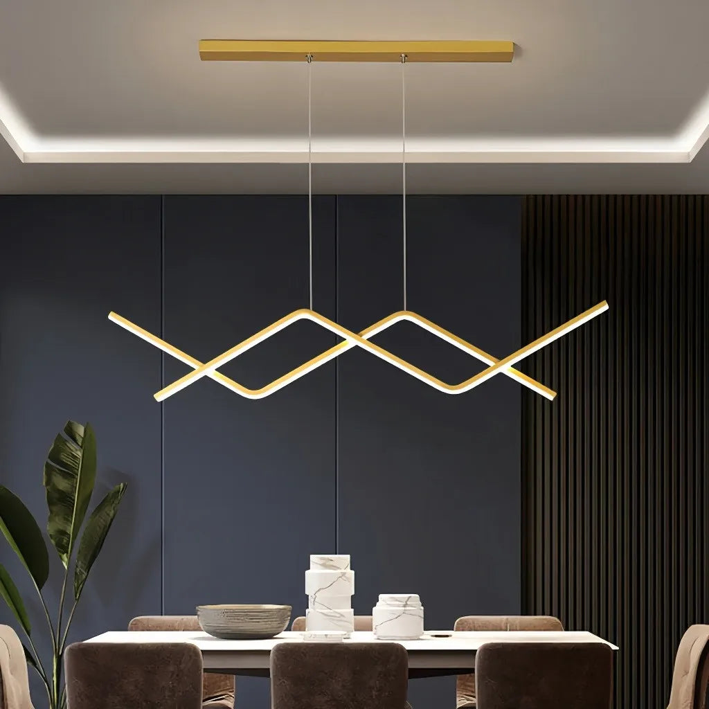Lampada a sospensione minimalista a zigzag con LED dimmerabile per sala pranzo