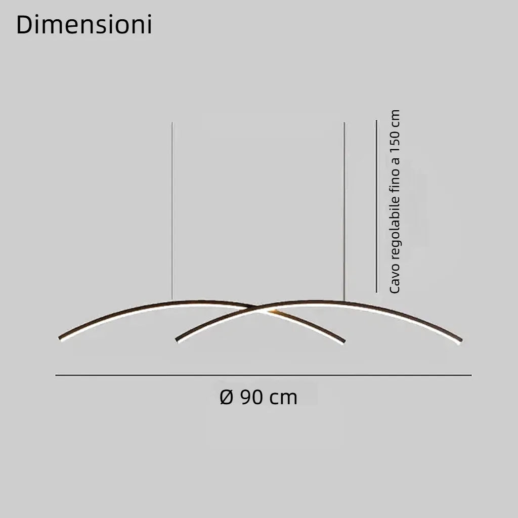 Lampada a sospensione curva minimalista con LED dimmerabile per isola cucina