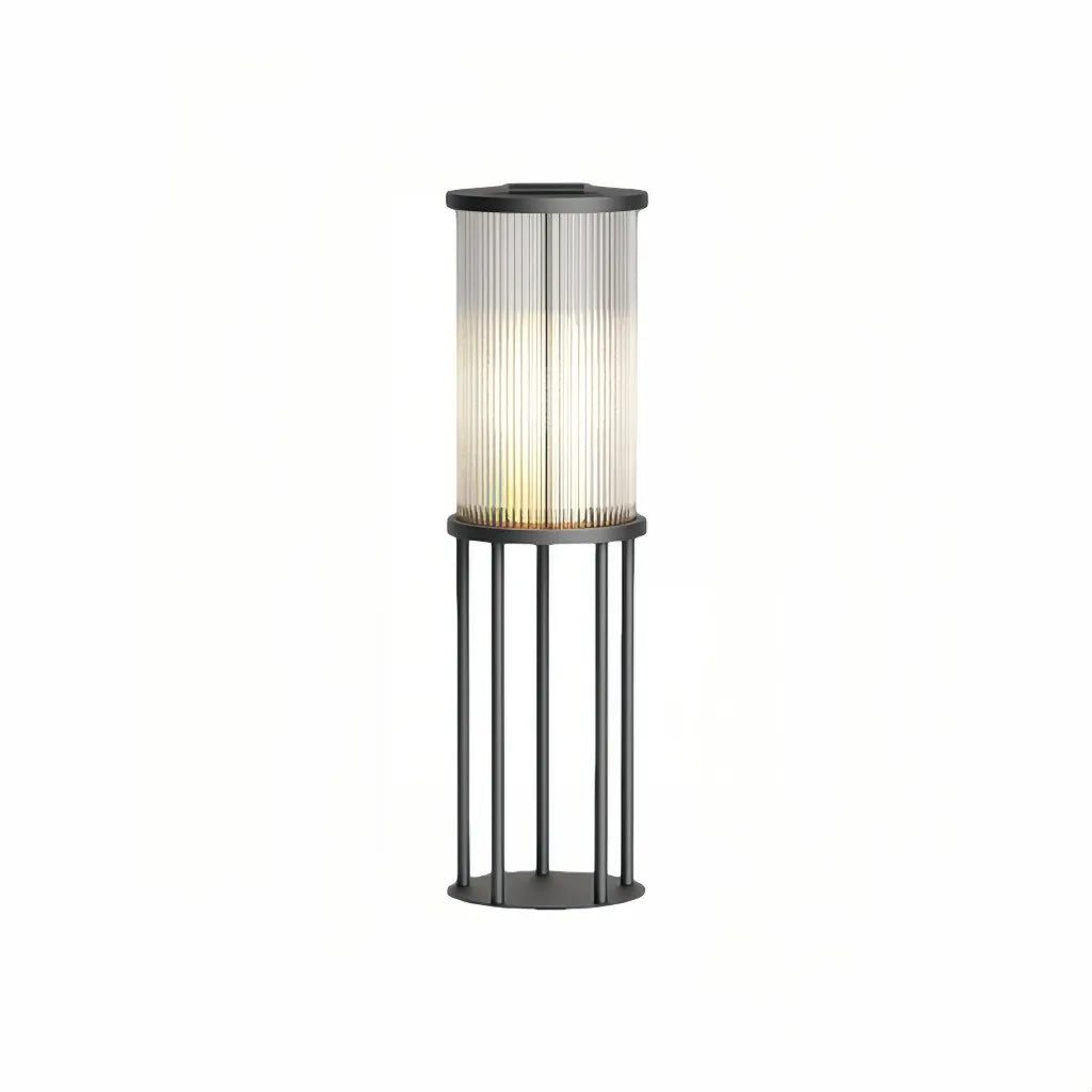 Lanterna da terra per esterno portatile e ricaricabile contemporanea a LED cilindrica in vetro scanalato