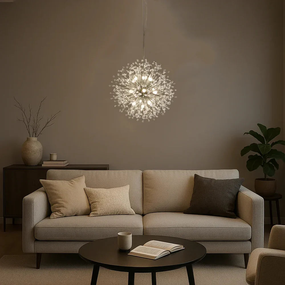 Lampadario Sputnik a sospensione dal design moderno in cristallo per sala da pranzo