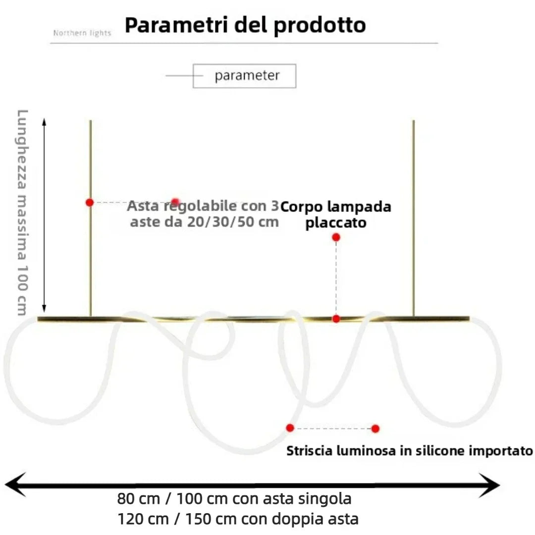 Lampadario a sospensione moderno a LED dimmerabile lineare per sala pranzo