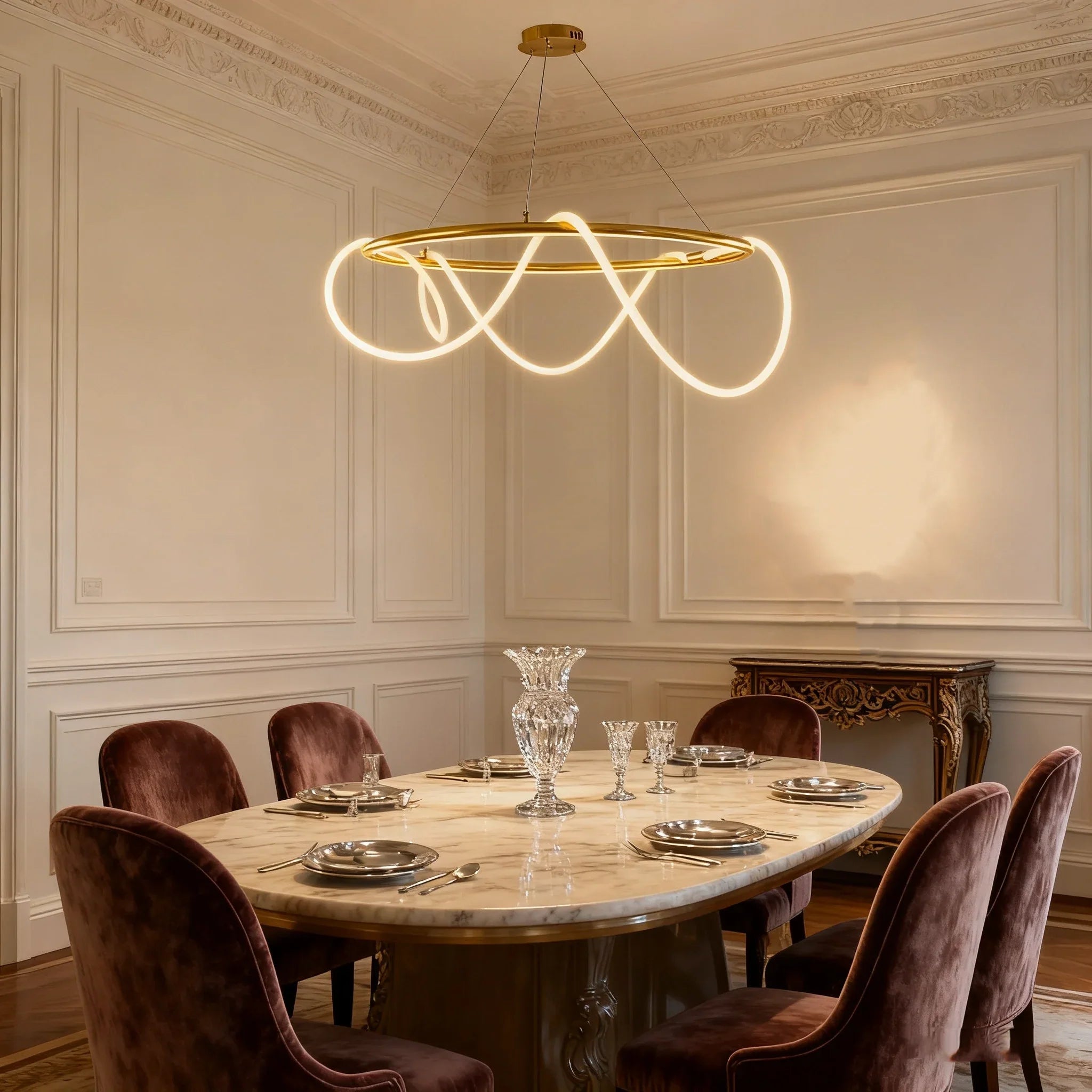 Lampadario a sospensione moderno a LED dimmerabile ad anello per sala pranzo