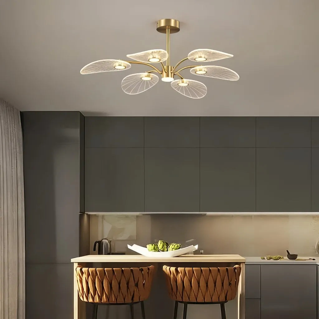 Plafoniera moderna a bracci oro led dimmerabile da soggiorno