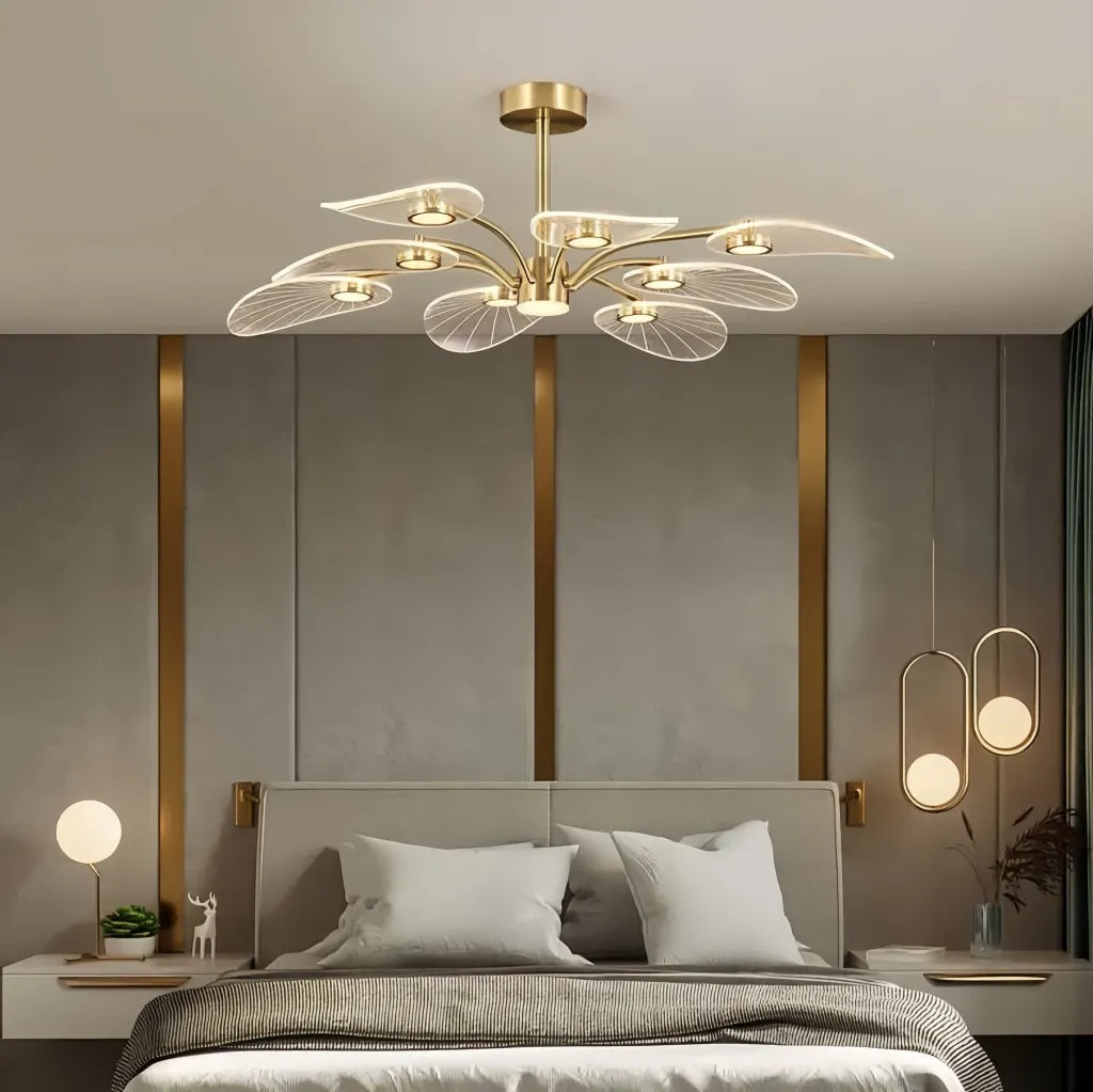 Plafoniera moderna a bracci oro led dimmerabile da soggiorno