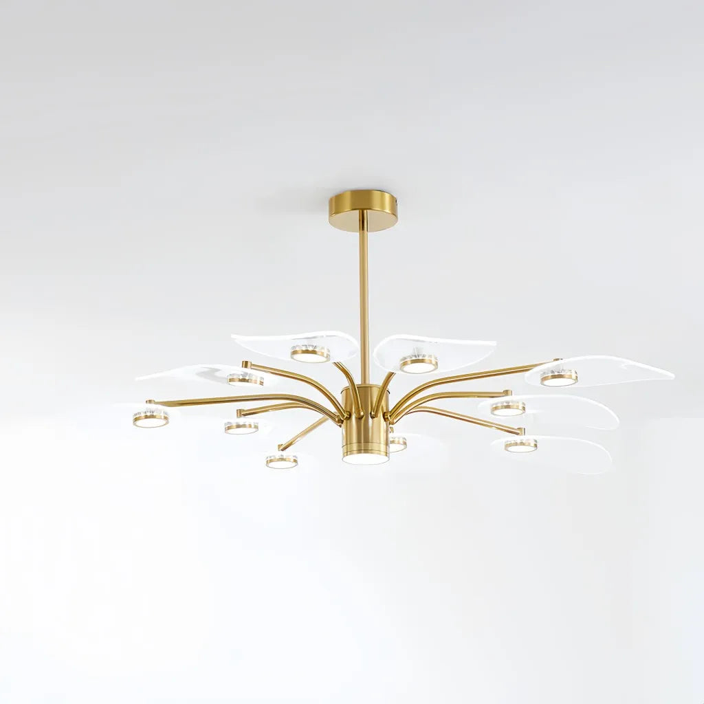 Plafoniera moderna a bracci oro led dimmerabile da soggiorno