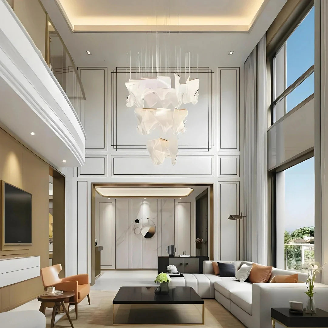 Lampadari a sospensione design moderno con effetto nastro LED per soggiorno