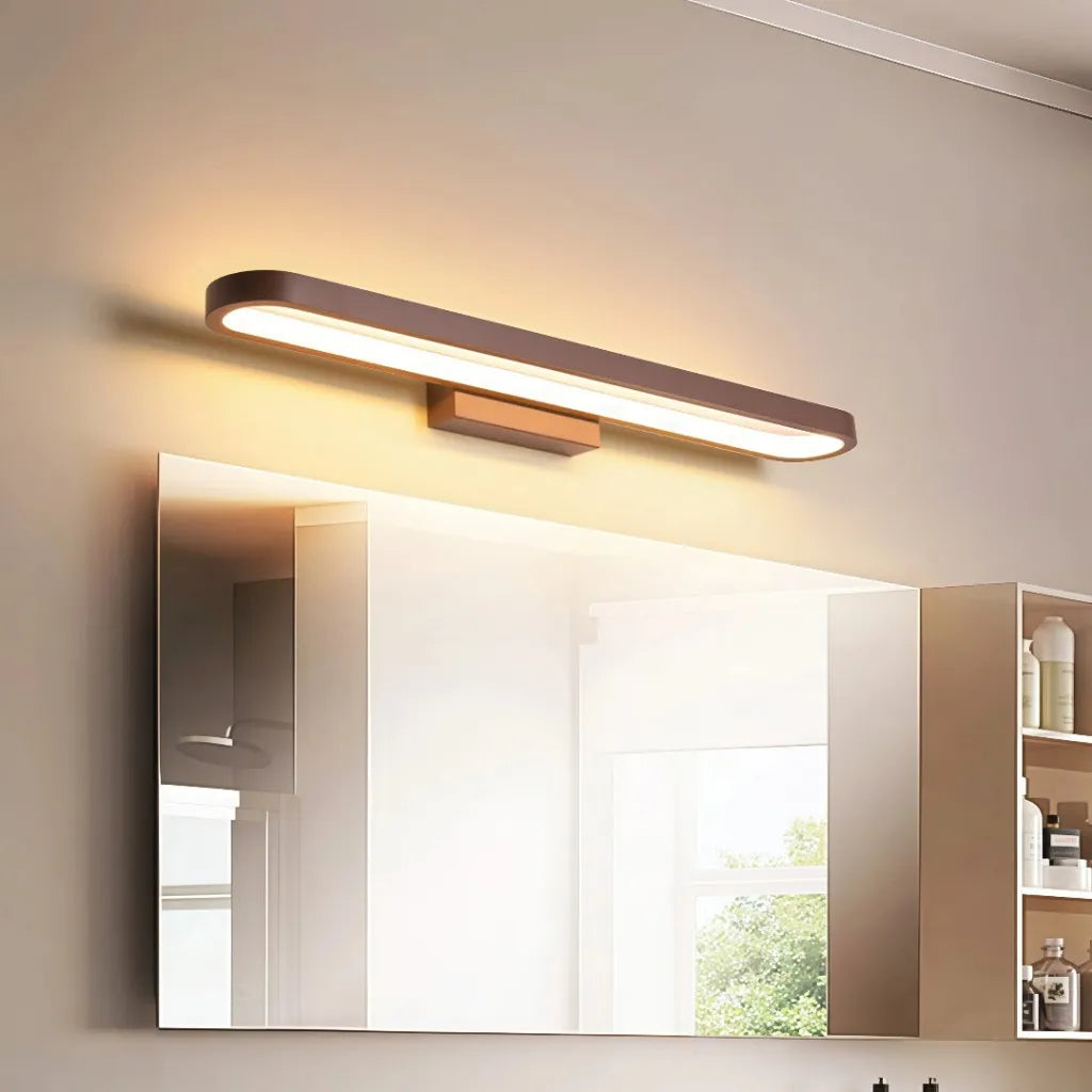 Applique LED lineare per specchio bagno dimmerabile dal profilo arrotondato