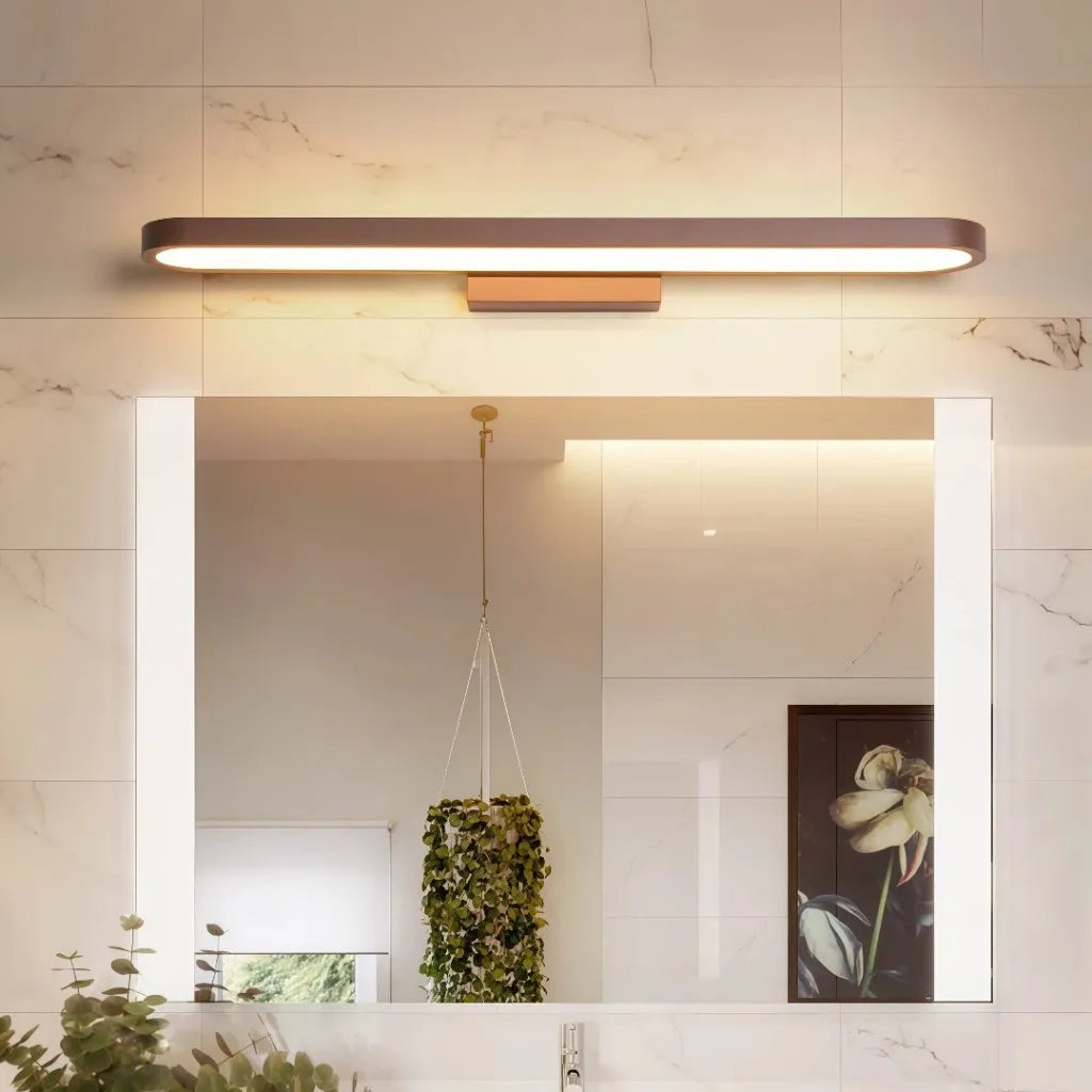 Applique LED lineare per specchio bagno dimmerabile dal profilo arrotondato