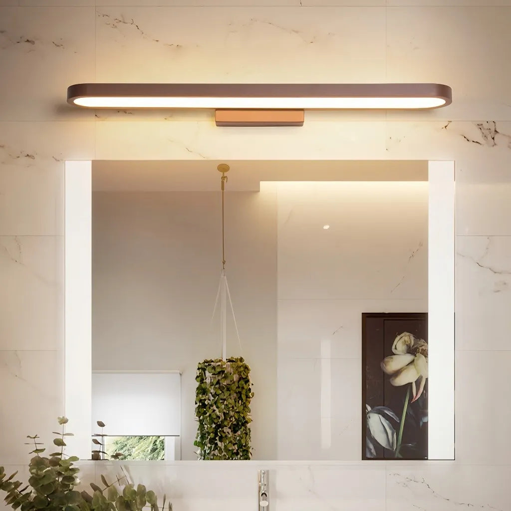 Applique LED lineare per specchio bagno dimmerabile dal profilo arrotondato