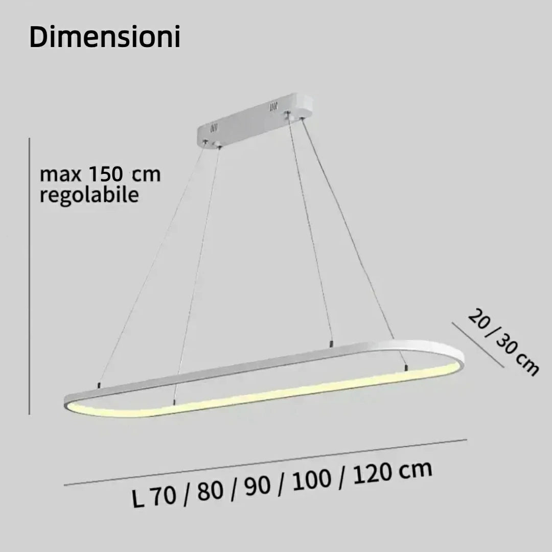 Lampadario moderno ovale LED dimmerabile per sala da pranzo