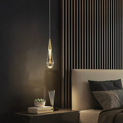 Lampada a sospensione da comodino a goccia LED regolabile in cristallo color oro