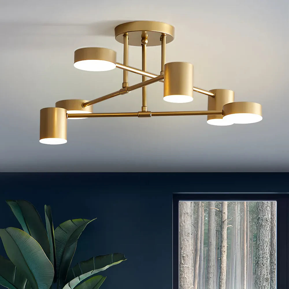 Plafoniera LED orientabile a 6 luci moderna in metallo per camera da letto