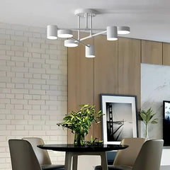 Plafoniera LED orientabile a 6 luci moderna in metallo per camera da letto