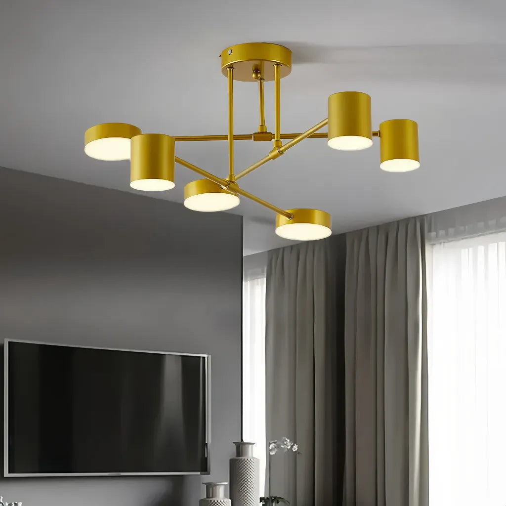 Plafoniera LED orientabile a 6 luci moderna in metallo per camera da letto